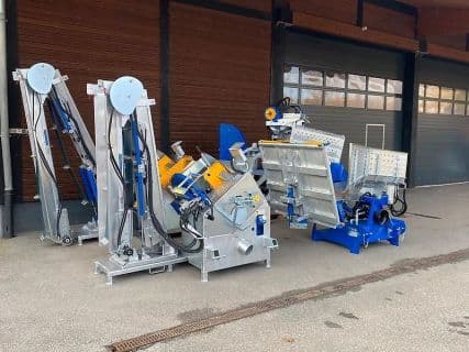 Binderberger Liegendspalter Kreissäge Förderband Wind